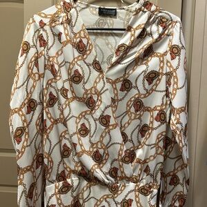 Zara Chain Patterned Top with Gold Accents